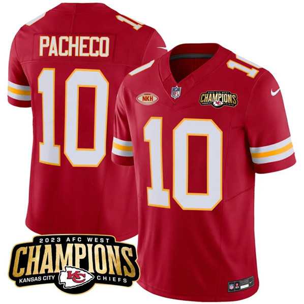 Men & Women & Youth Kansas City Chiefs #10 Isiah Pacheco Red 2023 F.U.S.E. AFC West Champions With NKH Patch Vapor Untouchable Limited Jersey